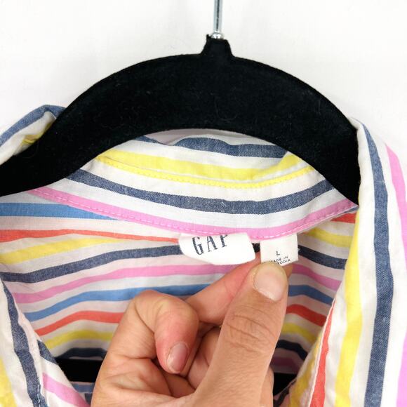 GAP Multicolor Big Stripes Button Up Shirt Women’s Size Large - Picture 5 of 5
